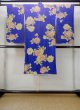Photo2: M1108D Antique Japanese women  Vivid Purple Kids / Silk. Peony Small holes all over. Discolored all over. Aging deterioration. There is an impression from use.  (Grade D) (2)