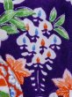 Photo7: M1108F Antique Japanese women  Vivid Purple JUBAN undergarment / Silk. Peony, folding fan pattern  (Grade C) (7)