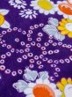 Photo10: M1108F Antique Japanese women  Vivid Purple JUBAN undergarment / Silk. Peony, folding fan pattern  (Grade C) (10)