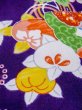 Photo11: M1108F Antique Japanese women  Vivid Purple JUBAN undergarment / Silk. Peony, folding fan pattern  (Grade C) (11)