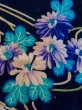 Photo6: M1108G Antique Japanese women  Vivid Blue JUBAN undergarment / Wool. Chrysanthemum,   (Grade D) (6)