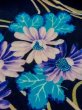 Photo10: M1108G Antique Japanese women  Vivid Blue JUBAN undergarment / Wool. Chrysanthemum,   (Grade D) (10)