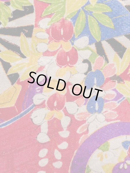 Photo6: M1108H Antique Japanese women  Vivid Pink JUBAN undergarment / Silk. Peony,   (Grade C) (6)