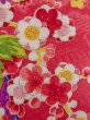 Photo7: M1108H Antique Japanese women  Vivid Pink JUBAN undergarment / Silk. Peony,   (Grade C) (7)