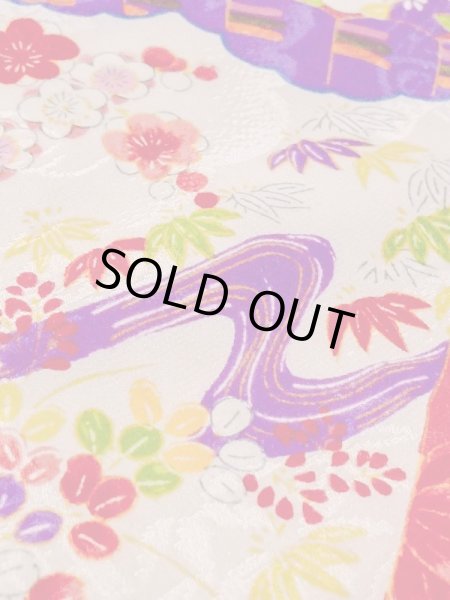 Photo10: M1108H Antique Japanese women  Vivid Pink JUBAN undergarment / Silk. Peony,   (Grade C) (10)