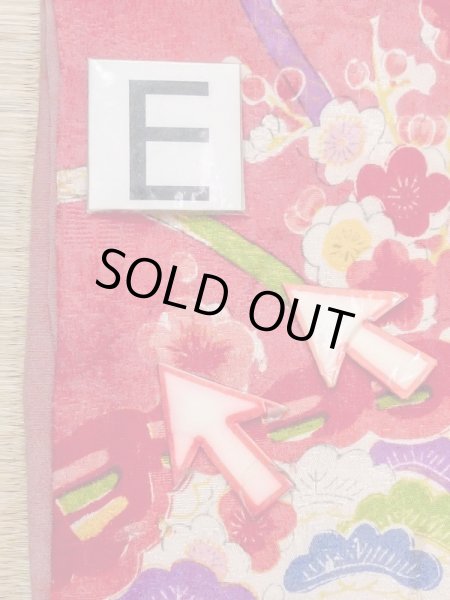 Photo20: M1108H Antique Japanese women  Vivid Pink JUBAN undergarment / Silk. Peony,   (Grade C) (20)