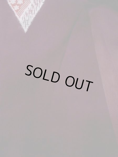 Photo3: M1108L Antique Japanese women   Dark Red HITOE unlined /  SAKURA cherry blossom,   (Grade B) (3)