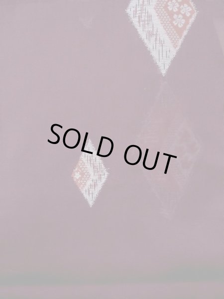 Photo4: M1108L Antique Japanese women   Dark Red HITOE unlined /  SAKURA cherry blossom,   (Grade B) (4)