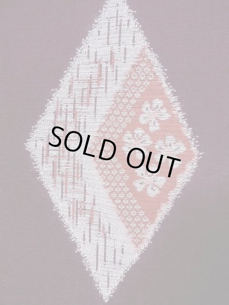 Photo5: M1108L Antique Japanese women   Dark Red HITOE unlined /  SAKURA cherry blossom,   (Grade B) (5)