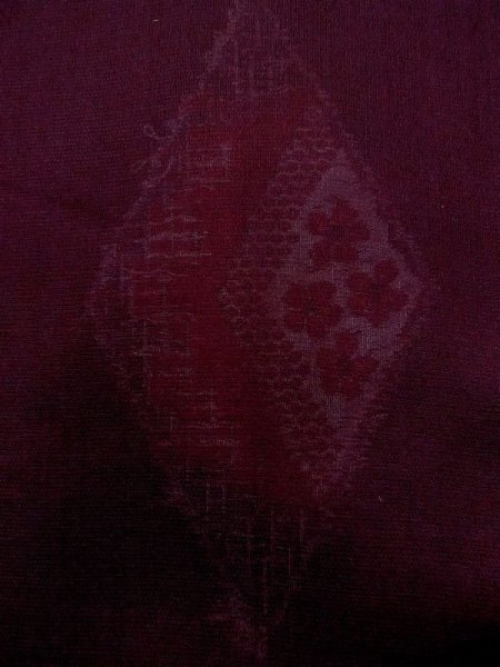 Photo6: M1108L Antique Japanese women   Dark Red HITOE unlined /  SAKURA cherry blossom,   (Grade B) (6)