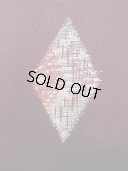 Photo7: M1108L Antique Japanese women   Dark Red HITOE unlined /  SAKURA cherry blossom,   (Grade B) (7)