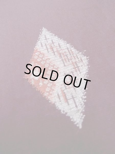 Photo8: M1108L Antique Japanese women   Dark Red HITOE unlined /  SAKURA cherry blossom,   (Grade B) (8)