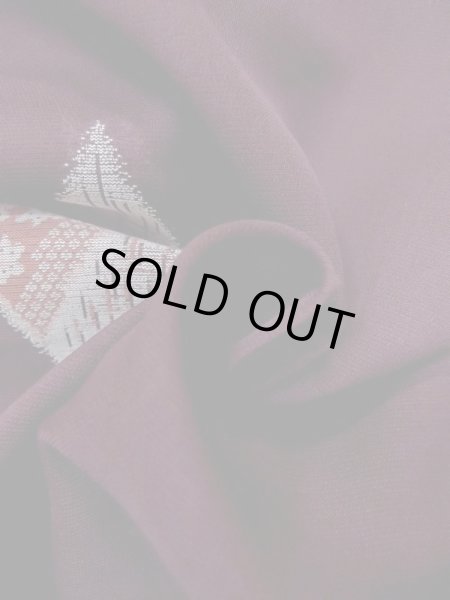 Photo12: M1108L Antique Japanese women   Dark Red HITOE unlined /  SAKURA cherry blossom,   (Grade B) (12)