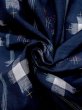 Photo12: M1108M Vintage Japanese women   Indigo Blue TSUMUGI pongee / Silk. Stripes,   (Grade B) (12)