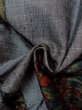 Photo11: Mint M1108N Vintage Japanese women   Gray TSUMUGI pongee / Silk. Flower,   (Grade A+) (11)