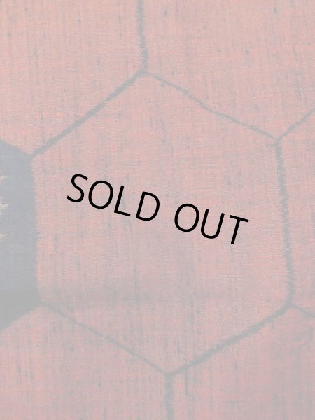 Photo7: Mint M1108P Vintage Japanese women  Dark Vermilion TSUMUGI pongee / Silk. Flower,   (Grade A) (7)