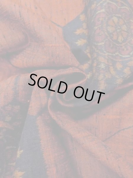 Photo11: Mint M1108P Vintage Japanese women  Dark Vermilion TSUMUGI pongee / Silk. Flower,   (Grade A) (11)