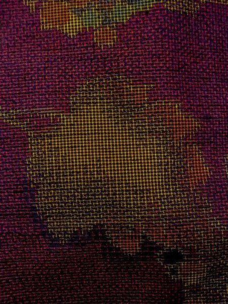 Photo5: Mint M1108Q Vintage Japanese women   Purple TSUMUGI pongee / Silk. Leaf,   (Grade A) (5)