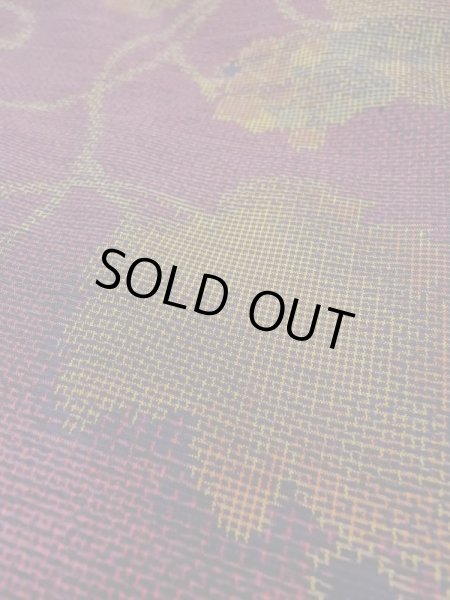 Photo8: Mint M1108Q Vintage Japanese women   Purple TSUMUGI pongee / Silk. Leaf,   (Grade A) (8)