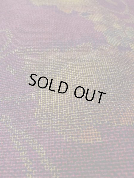 Photo9: Mint M1108Q Vintage Japanese women   Purple TSUMUGI pongee / Silk. Leaf,   (Grade A) (9)