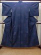 Photo1: M1108S Vintage Japanese women   Indigo Blue TSUMUGI pongee / Silk. Quadrangle,   (Grade B) (1)