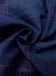 Photo11: M1108S Vintage Japanese women   Indigo Blue TSUMUGI pongee / Silk. Quadrangle,   (Grade B) (11)