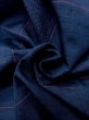 Photo12: M1108S Vintage Japanese women   Indigo Blue TSUMUGI pongee / Silk. Quadrangle,   (Grade B) (12)