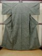 Photo1: Mint M1108U Vintage Japanese women  Grayish Green TSUMUGI pongee / Silk. Wave   (Grade A) (1)