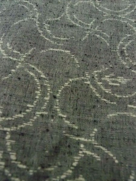 Photo7: Mint M1108U Vintage Japanese women  Grayish Green TSUMUGI pongee / Silk. Wave   (Grade A) (7)