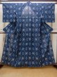 Photo1: M1108Y Vintage Japanese women   Navy Blue Summer / Wool. Flower,   (Grade C) (1)