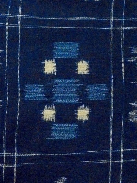 Photo5: M1108Y Vintage Japanese women   Navy Blue Summer / Wool. Flower,   (Grade C) (5)