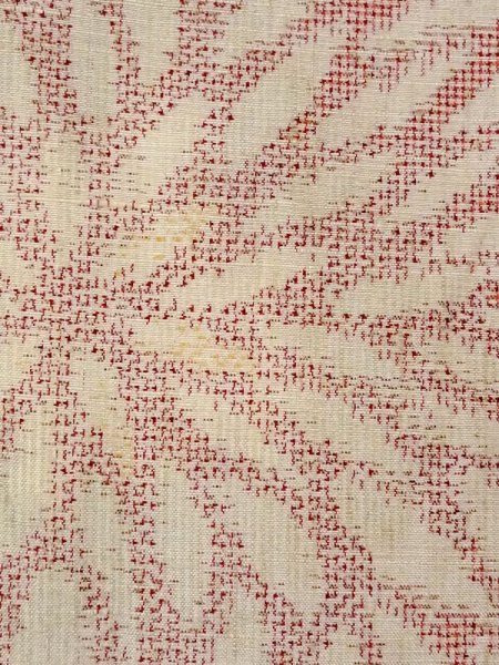 Photo6: M1109B Vintage Japanese women   Beige HITOE unlined / Silk. Flower There is an impression from use.  (Grade C) (6)