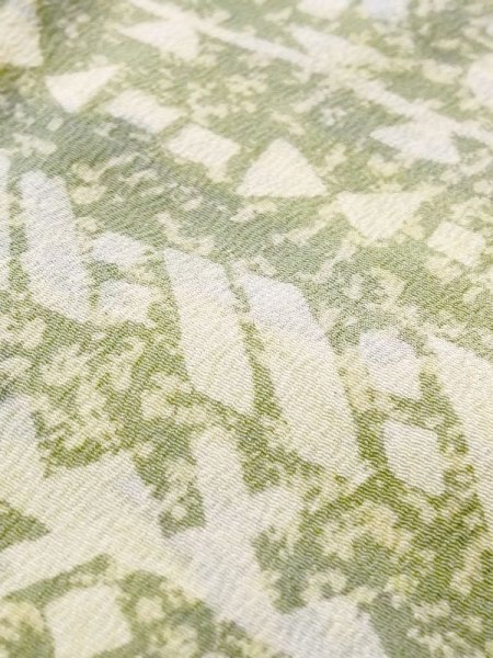 Photo10: M1121F Vintage Japanese women Pale Light Green HAORI short jacket / Silk. Triangle,   (Grade C) (10)