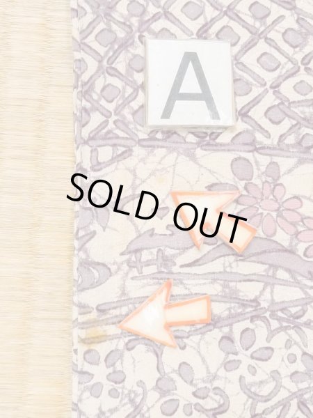 Photo14: M1121I Vintage Japanese women  Grayish Purple HAORI short jacket / Silk. Flower,   (Grade C) (14)