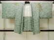 Photo1: M1121K Vintage Japanese women  Pale Green HAORI short jacket / Silk. Grass,   (Grade C) (1)