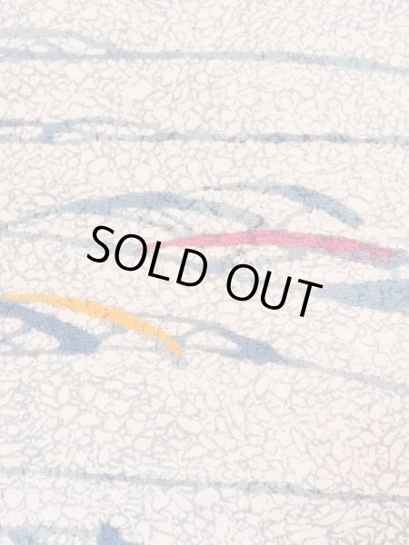 Photo5: M1121L Vintage Japanese women   Beige HAORI short jacket / Silk. Abstract pattern   (Grade B) (5)