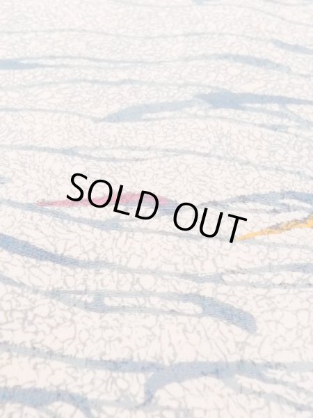 Photo10: M1121L Vintage Japanese women   Beige HAORI short jacket / Silk. Abstract pattern   (Grade B) (10)