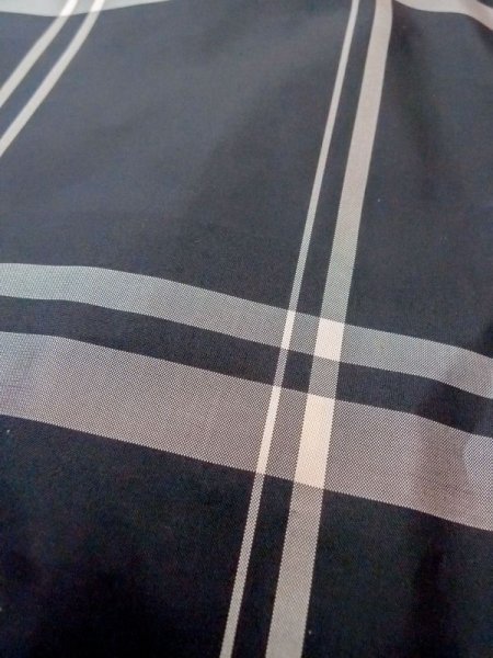 Photo8: M1121M Vintage Japanese women   Black HAORI short jacket / Silk. Plaid Checks   (Grade B) (8)