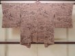 Photo2: M1121P Vintage Japanese women  Pale Brown HAORI short jacket / Silk. Chrysanthemum,   (Grade B) (2)