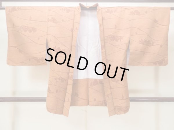 Photo1: Mint M1121R Vintage Japanese women   Brown HAORI short jacket / Silk. House,   (Grade A) (1)