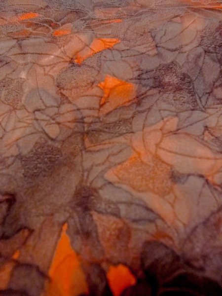 Photo9: M1121S Vintage Japanese women  Dark Red HAORI short jacket / Silk. Flower,   (Grade B) (9)