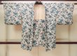 Photo1: M1121V Vintage Japanese women   Off White HAORI short jacket / Silk. Flower,   (Grade C) (1)