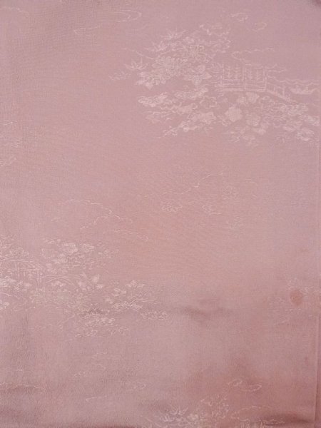 Photo3: M1121W Vintage Japanese women  Grayish Pink HAORI short jacket / Silk. Chrysanthemum,   (Grade B) (3)