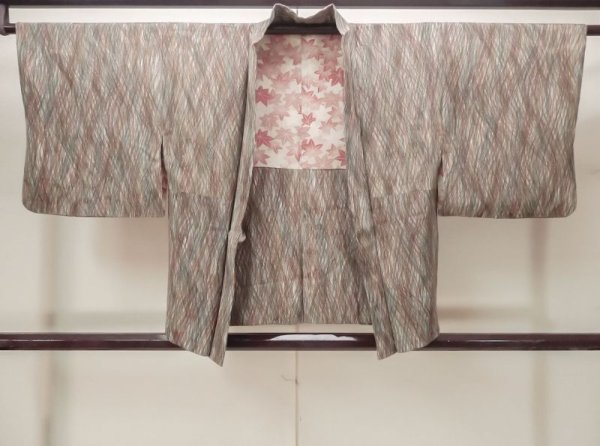 Photo1: Mint M1122A Vintage Japanese women   Brown HAORI short jacket / Silk. Line,   (Grade A) (1)