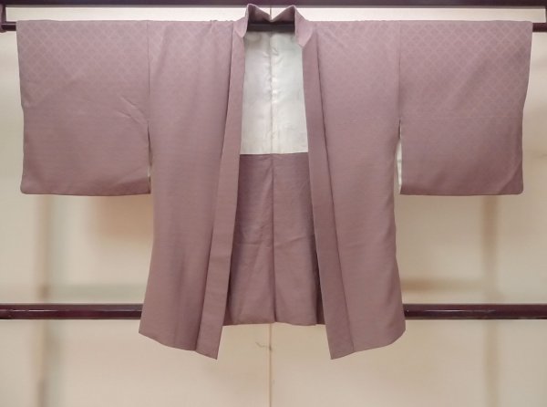 Photo1: M1122B Vintage Japanese women  Grayish Wisteria HAORI short jacket / Silk.    (Grade B) (1)