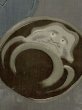 Photo5: M1128A Vintage Japanese  Dark Gray Men's Juban / Silk. Quadrangle "Daruma" design. Aging deterioration. There is an impression from use.  (Grade D) (5)