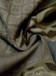 Photo10: M1128A Vintage Japanese  Dark Gray Men's Juban / Silk. Quadrangle "Daruma" design. Aging deterioration. There is an impression from use.  (Grade D) (10)
