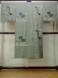 Photo2: M1128D Vintage Japanese  Grayish Green Men's Juban / Silk. Flower, There is an impression from use.  (Grade C) (2)