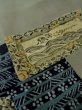 Photo8: M1128D Vintage Japanese  Grayish Green Men's Juban / Silk. Flower, There is an impression from use.  (Grade C) (8)