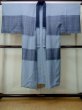 Photo1: M1128E Vintage Japanese  Grayish Light Blue JUBAN undergarment / Silk. Plaid Checks   (Grade B) (1)